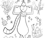 Coloriage Grinch d&eacute;teste les chansons de no&euml;l
