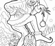 Coloriage Grinch en volant le no&euml;l d&eacute;taill&eacute;
