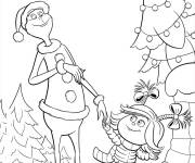 Coloriage Grinch et Cindy dans la foret