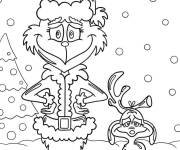Coloriage Grinch et Max sous la neige réaliste
