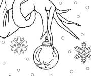 Coloriage Grinch main tenant l'ornement de No&euml;l