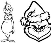 Coloriage Grinch pr&eacute;tendant &ecirc;tre le p&egrave;re no&euml;l