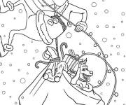 Coloriage Grinch sournois commence son vol es cadeaux de noel