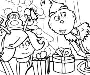 Coloriage Le grinch avec la belle fille Cindy film d'animation