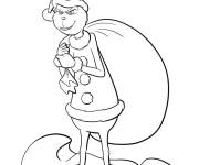 Coloriage Le Grinch avec son sac des cadeaux de Noel