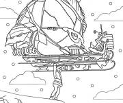 Coloriage Le Grinch brandissant le tra&icirc;neau du P&egrave;re No&euml;l