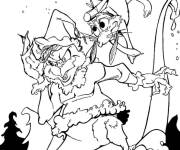 Coloriage Le Grinch kidnappe le p&egrave;re Noel