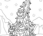 Coloriage Le Grinch, Max et Cindy Lou de dessin anim&eacute;