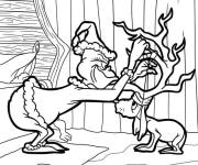 Coloriage Le Grinch mettant des bois sur Max en ligne