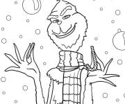 Coloriage Le Grinch tenant des cannes de bonbon