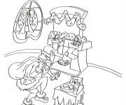 Coloriage Le grincheux en volant tout les cadeaux de noel
