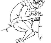 Coloriage Le Grincheux vole les guirlandes