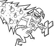 Coloriage Le m&eacute;chant Grinch qui adore voler le sapin de no&euml;l