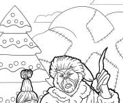 Coloriage Sc&egrave;ne du film de Grinch et Cindy Lou sur un tra&icirc;neau