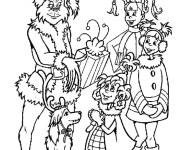Coloriage Shaggy, Grinch vert se d&eacute;guise comme p&egrave;re noel