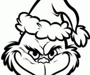 Coloriage Visage de Grinch en noir et blanc