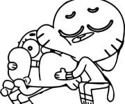 Coloriage Gumball aime Darwin