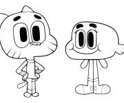 Coloriage Gumball avec Darwin