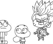 Coloriage Gumball avec Goku