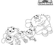 Coloriage Gumball avec sa famille