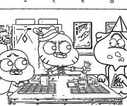 Coloriage Gumball avec ses amis dans le café