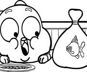 Coloriage Gumball avec son ami le poisson