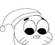 Coloriage Gumball comme p&egrave;re noel