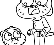 Coloriage Gumball en parlant avec sa s&oelig;ur