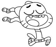 Coloriage Gumball en s&rsquo;&eacute;chappant
