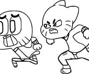 Coloriage Gumball en s'&eacute;chappant ce2