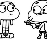 Coloriage Gumball et Darwin bande animé