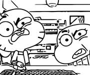Coloriage Gumball et Darwin et le jeux vid&eacute;os