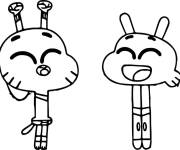 Coloriage Gumball et Darwin facile