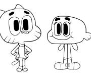 Coloriage Gumball et Darwin ps