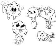 Coloriage Gumball et les autres personnages de cartoon