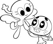 Coloriage Gumball et Penny amoureux