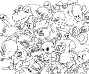 Coloriage Gumball et ses amis au combat