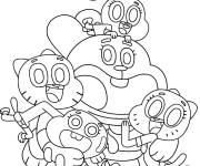 Coloriage Gumball et ses amis maternelle