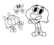 Coloriage et dessins gratuit Gumball joyeux avec ses amis à imprimer