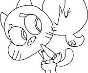 Coloriage Gumball re&ccedil;oit un bisous