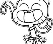 Coloriage Gumball riant stylis&eacute;