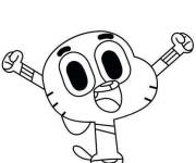 Coloriage et dessins gratuit Gumball sautant de joie à imprimer