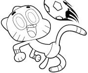 Coloriage Gumball tire le ballon