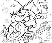 Coloriage Gumball transportant Darwin pendant une temp&ecirc;te