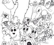 Coloriage Image de tous les amis de Gumball