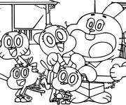 Coloriage La famille color&eacute;e Gumball