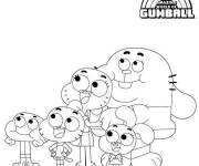 Coloriage et dessins gratuit La famille de Darwin Gumball et Anais à imprimer