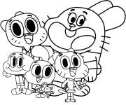 Coloriage et dessins gratuit La famille de Gumball dessin anim&eacute; à imprimer