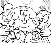 Coloriage Les amis Richard, Nicole, Darwin et Ana&iuml;s de Gumball