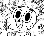 Coloriage T&ecirc;te de Gumball avec motifs